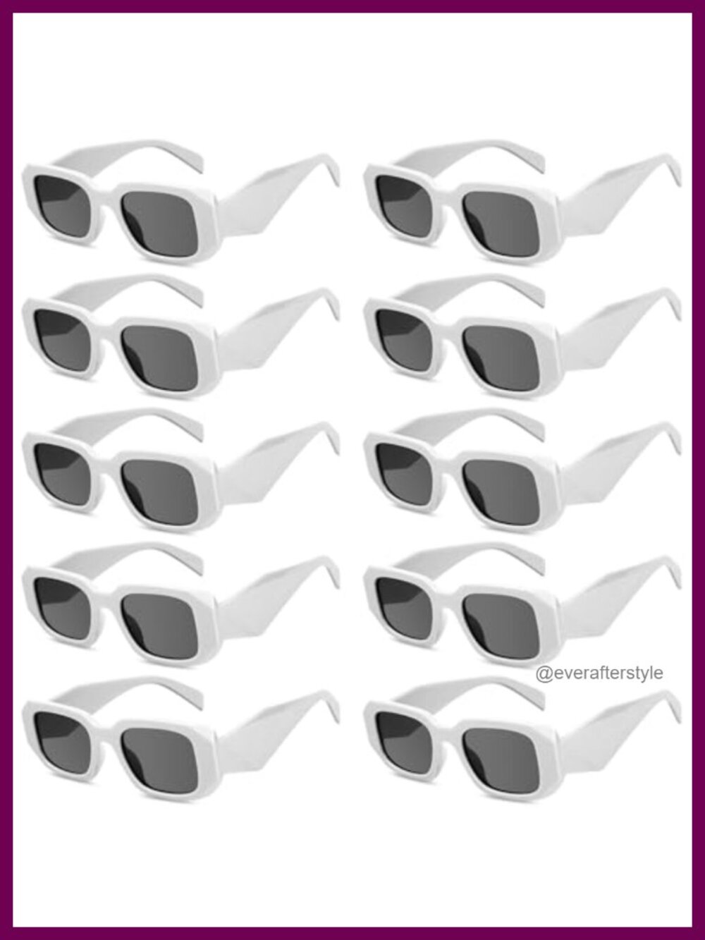 10 Pack Retro Square Sunglasses 100% UV400 Protection Trendy Party Eyewear Set